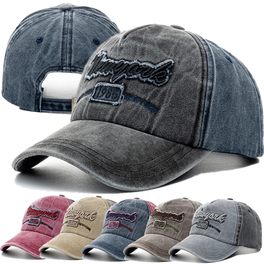 

New Unisex Washed Cotton Cap Letter Embroidery Vintage Baseball Cap Men Women Adjustable Casual Outdoor Streetwear Hat