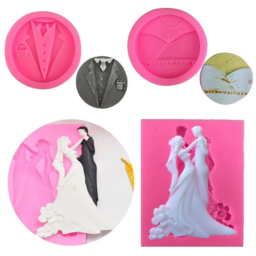 

Groom Cupcake Moulds Clay Biscuit Fondant Candy Making Tool Chocolate Mold Silicone Mold Cake Topper Border Decoration