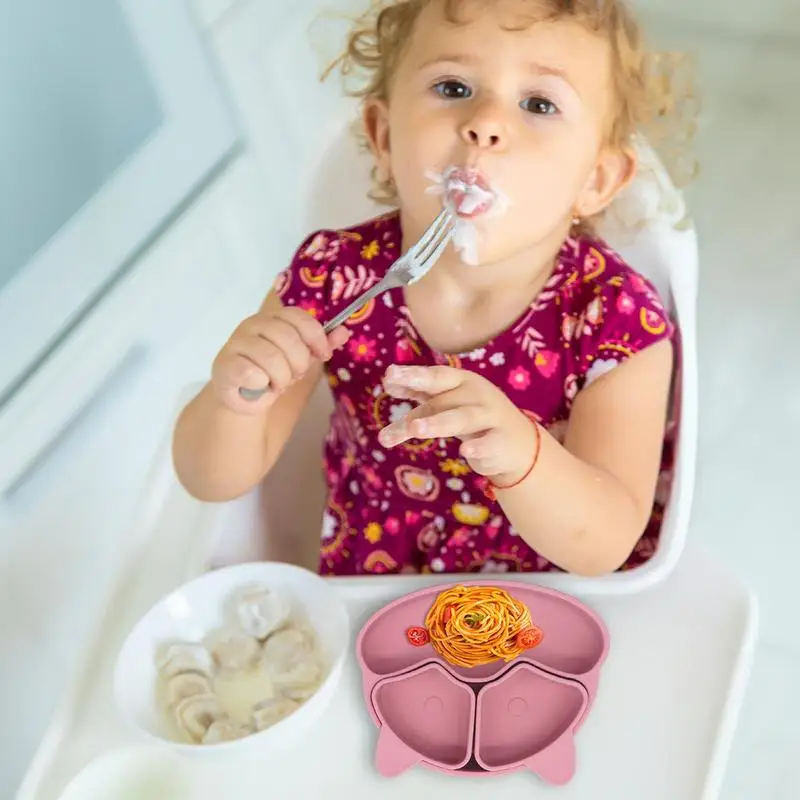 Детская безопасная присоска силиконовая обеденная тарелка однотонная милая