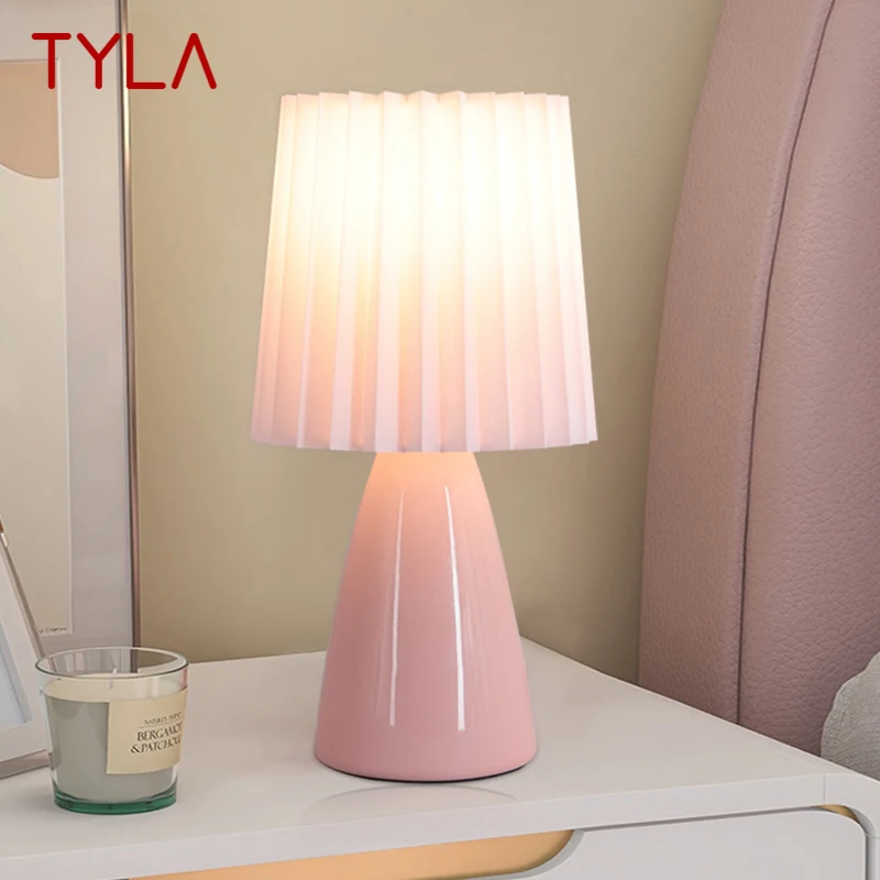 

TYLA Contemporary Table Lamp LED Ceramics Creative Pink Desk Light Decor For Home Living Room Bedroom Bedside