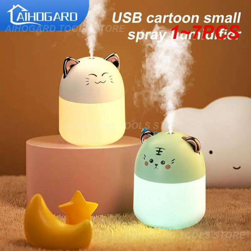 

1~7PCS New Desktop Humidifier With Colorful Atmosphere Light 250ml Capacity Cool Mist Diffuser Home Bedroom Humidifier