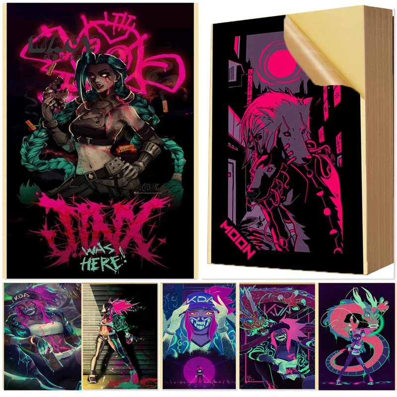 

манга картины винтаж неоновая декор для дома картина вывеска Неоновая аниме серия настенные наклейки-постеры and Tarot Ретро настенная бумага ...