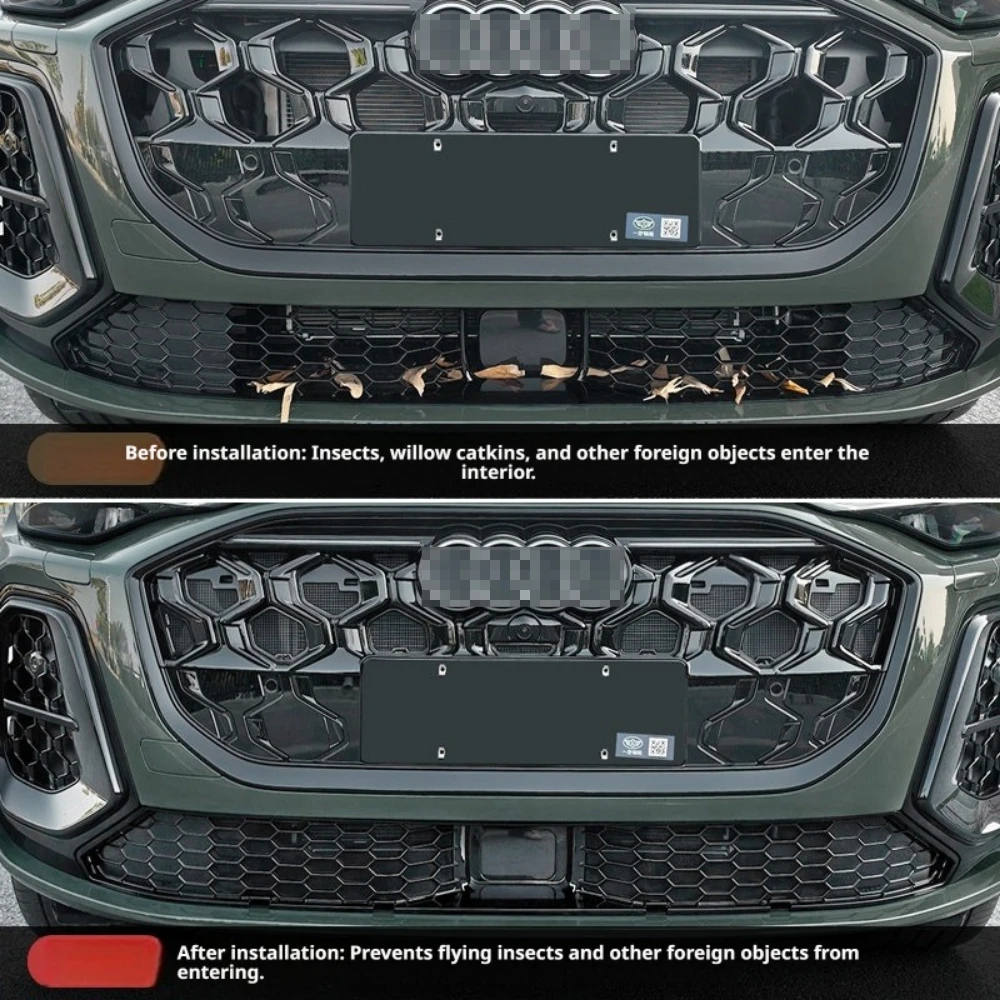 Фото Для Audi Q5L, новая модель 2026 года, средняя защитная сетка для радиатора, пылезащитный чехол, защита передней части от насекомых, внешняя защита, декоративная сетка от насекомых №2