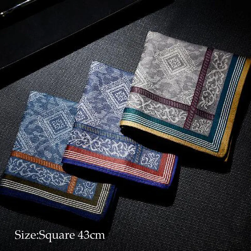 Fashion Square Jacquard Cotton Handkerchief For Men Gentlemen Classic Pocket Towel For New Year Wedding Party Christmas Gift