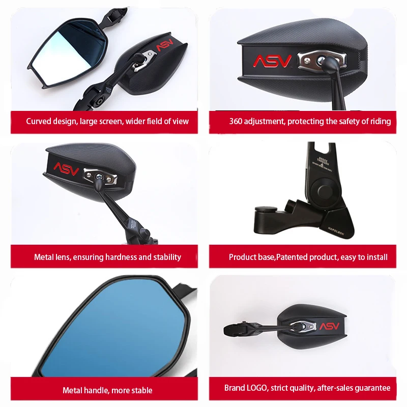 Мотоциклетное боковое зеркало заднего вида аксессуары для модификации черное