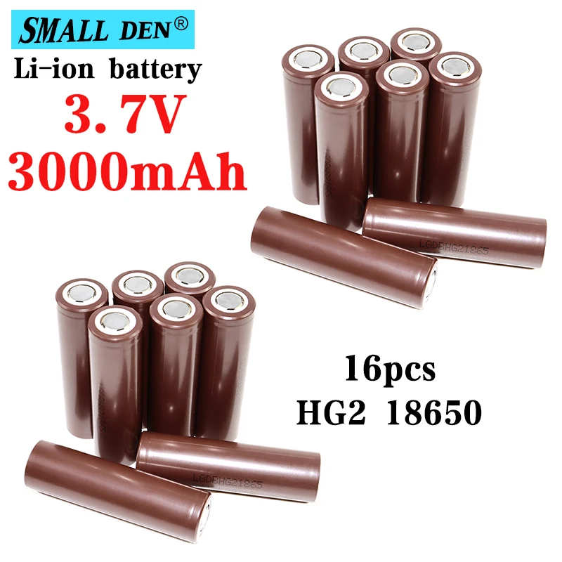 

16 шт., литиевая аккумуляторная батарея HG2 3000, 3,7 мАч, 18650 в, 30 А