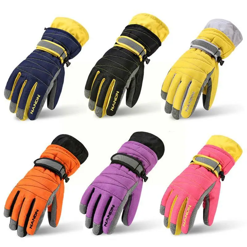

Детские лыжные перчатки, зимние теплые цветные перчатки для мальчиков и девочек, лыжные Утепленные Рукавицы с длинным рукавом, водонепрони...