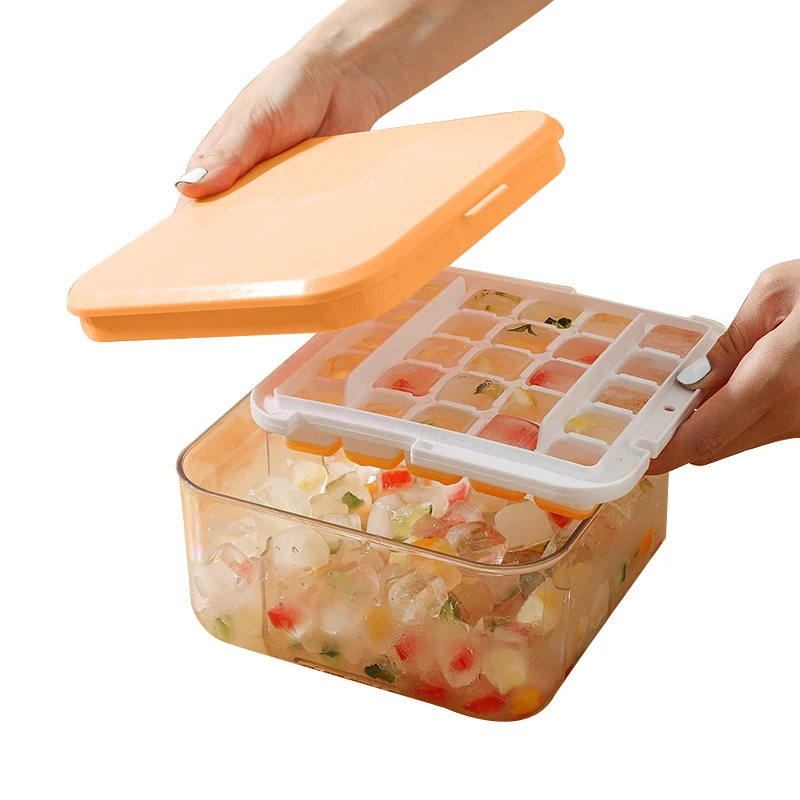 

Ice Cube Tray Ice Cube Molds Ice Cube Tray With Lid And Bin Flexible Ice Mold With Scoop Easy To Release And Cleaning Ice