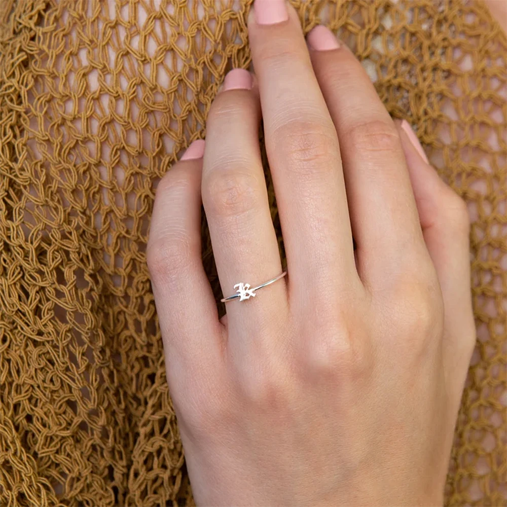 Stainless Steel Women's Personalized Ring Numeric Alphabet Custom Ring Personalized Women's Jewelry Anniversary Birthday Gift