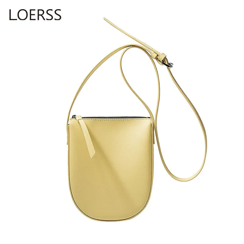 LOERSS Leather Shoulder Bag Vintage for Women's Versatile Fashion Crossbody Bag Commuting Casual Bucket Bag Mobile Phone Bag
