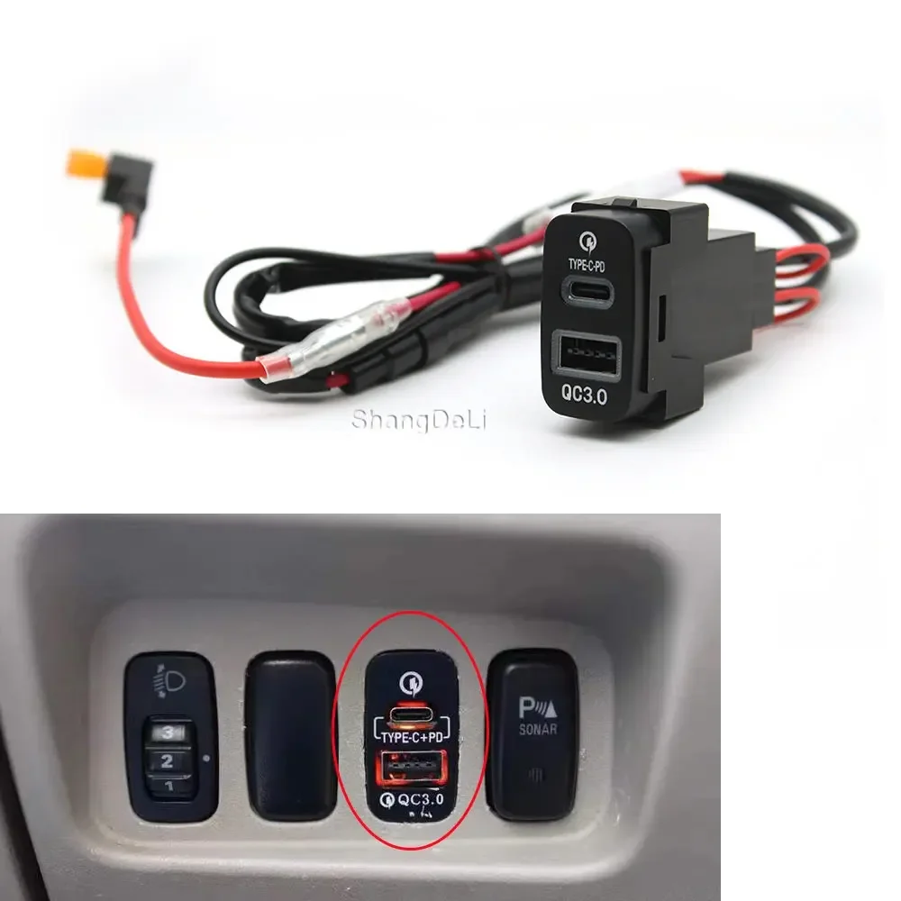 

Автомобильное зарядное устройство для быстрой зарядки TYPE-C PD USB-интерфейсная розетка для Mitsubishi Outlander Lancer Pajero Sport ASX V73 V93 V97