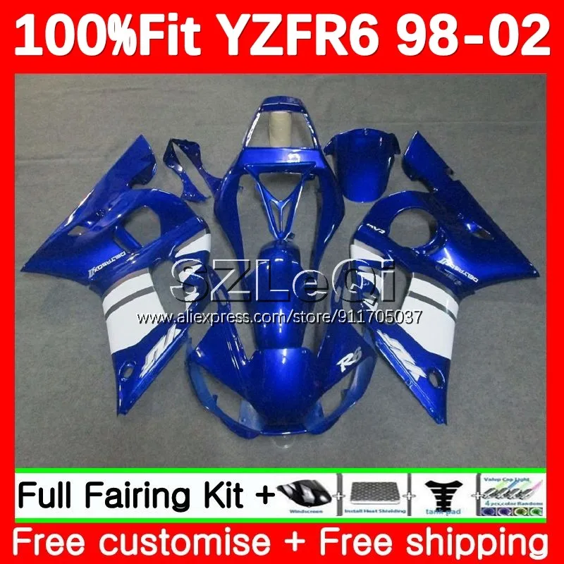 

blue white Injection For YAMAHA YZF R6 R 6 YZF600 YZF-R6 YZFR6 98 99 00 01 02 YZF-600 1998 1999 2000 2001 2002 Fairing 122LQ.8