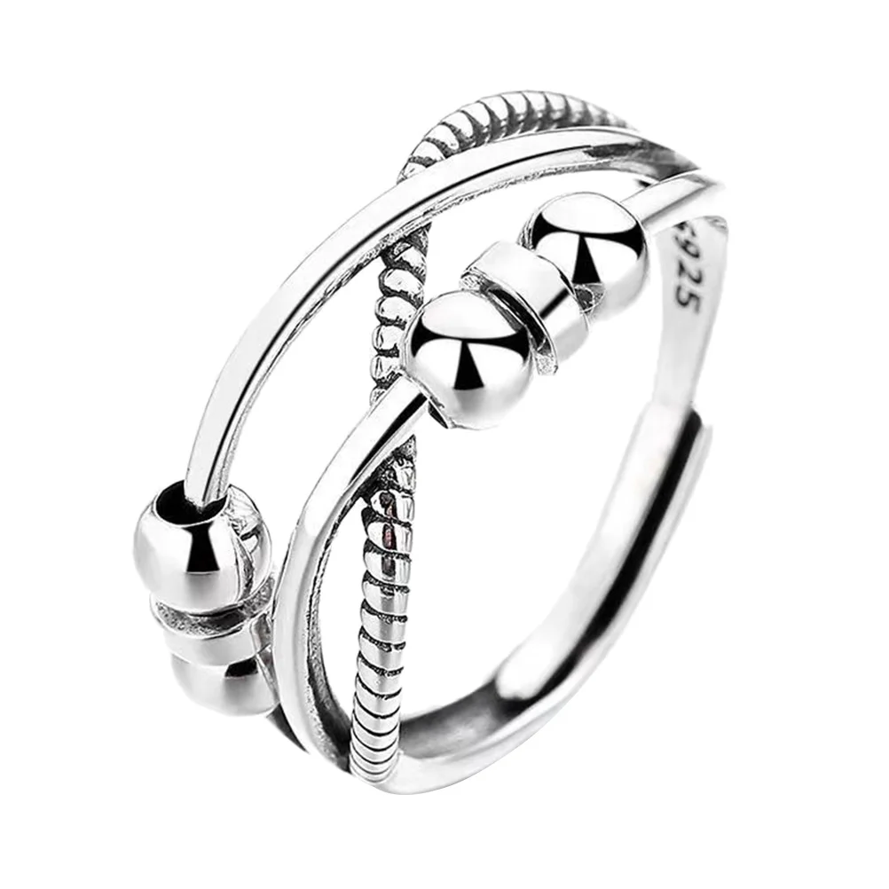 

Ring Fidget Finger Adjustable Ringsknuckle Beads Jewelry Decoration Men Kids Relief Band Mens Antistacking