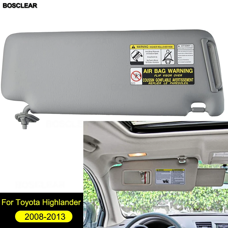 For Toyota Highlander 2008 2009 2010 2011 2012 2013 Car Inner Sunvisor Sunshield Sun Visor Shield Shade Board With Mirror Light