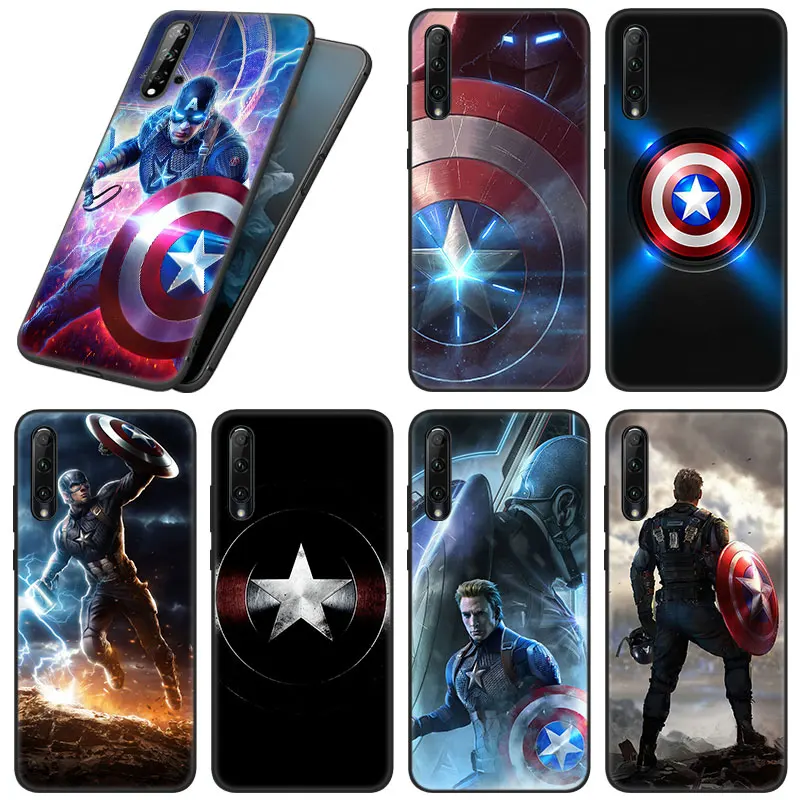 

Marvel Captain America Shield Case For Huawei Honor 7A 7S 8A 8S 8C 8X 9A 9C 10i 20i 20S 20E 30i 9X Pro 10X Lite Black Soft Cover