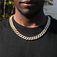 13mm zirconia prong cuban link necklace luxury iced out cz mens necklace hip hop rock fashion jewelry for male