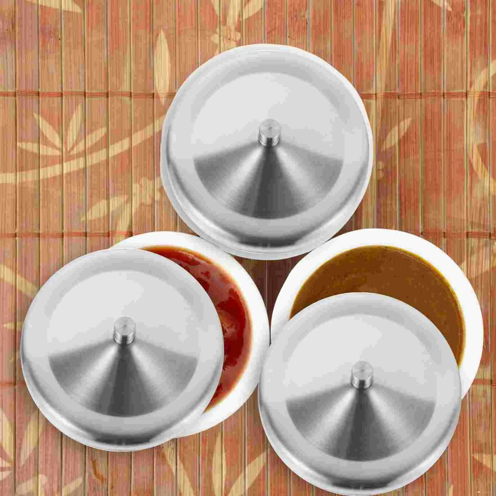 

4 Pcs Cup Multipurpose Mug Cover Travel Bottle Covers Mason Jar Creative Lid Stainless Steel Dustproof Coffee