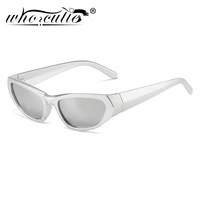 who cutie funky rectangle silver mirror sport sunglasses men women 2022 brand 90s mercury frame outdoor cycling sun glasses male