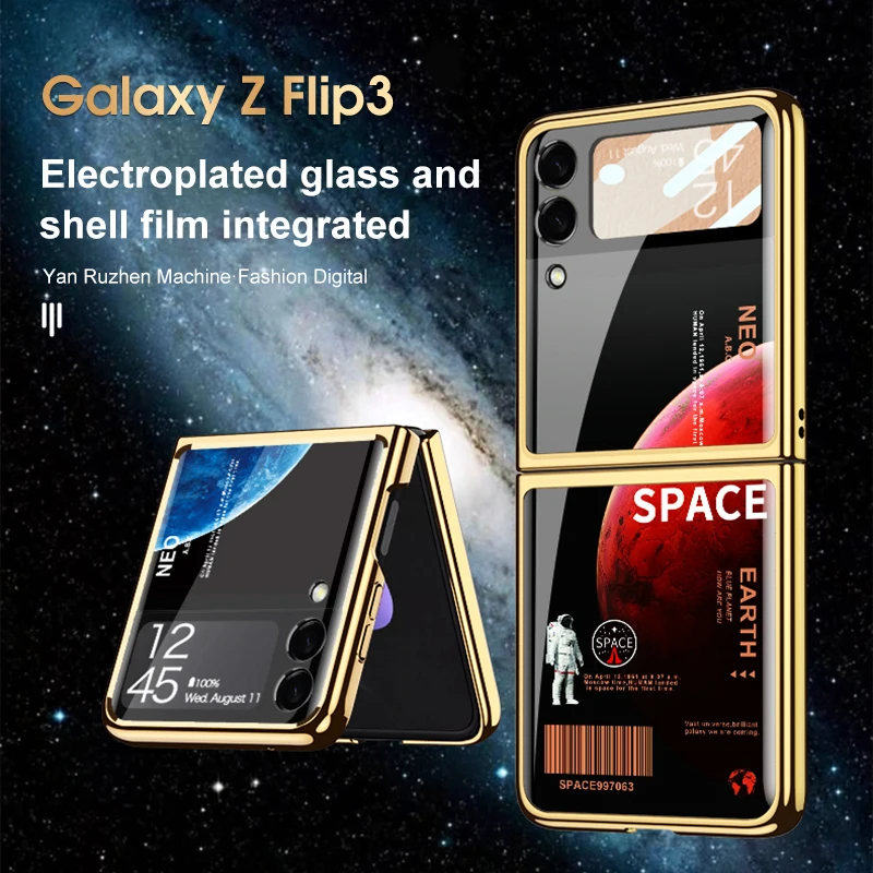 

GKK Оригинальный чехол для Samsung Galaxy Z Flip Fold 2 3, Роскошная рамка с покрытием из закаленного стекла, чехол для Galaxy Z Flip3 Fold3