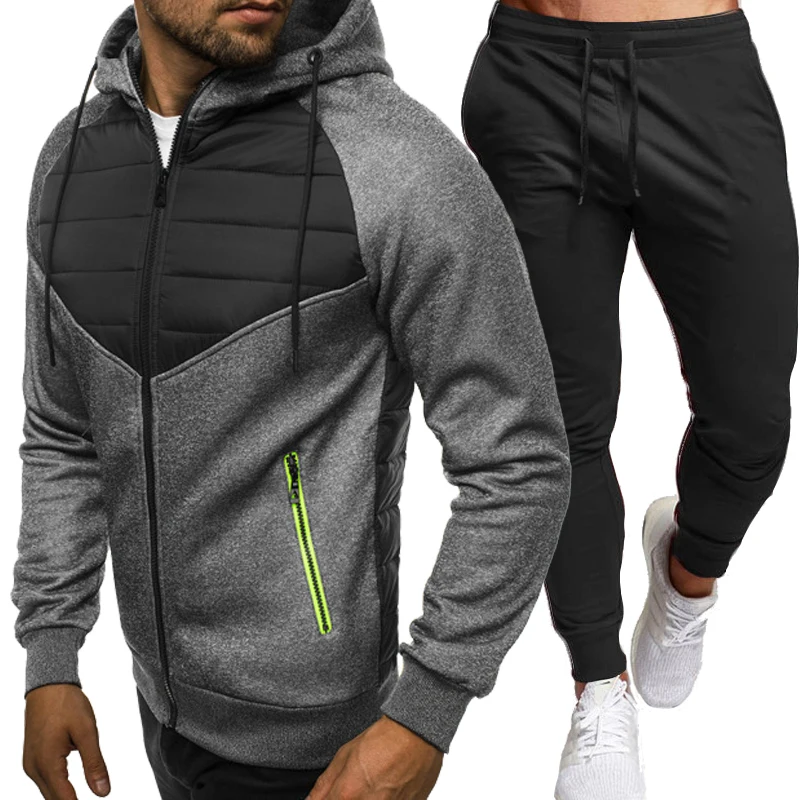 

Men's Tracksuit Casual Sets Zipper Jackets and Pants Two Piece Set Hooded Sport Suits Outdoor Sportswear Male Fashion Clothing