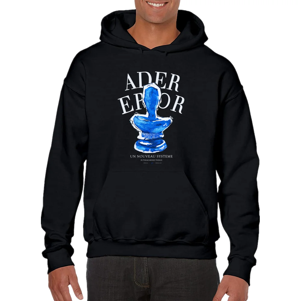 Модный повседневный простой свитер ADER из чистого хлопка с капюшоном Универсальный Топ с длинным рукавом и принтом