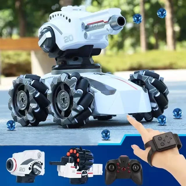 

3 Head 4WD Stunt Car Remote Control Tank Water Bomb Tank Toy Gesture Remote Control Car Shooting Bullet Blow Bubble RC Tank Gift