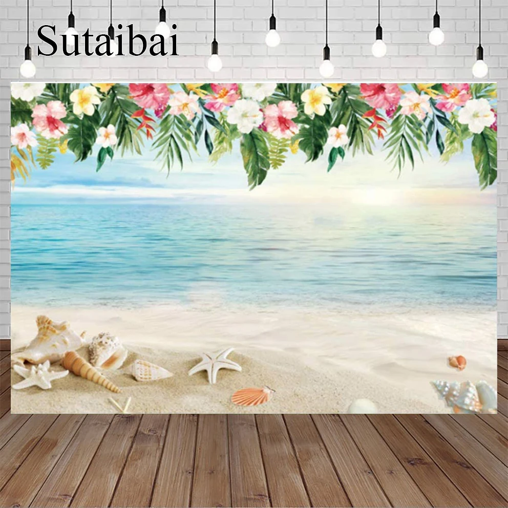 

Luau Beach Backdrop Summer Hawaiian Photography Background Aloha Birthday Baby Shower Party Banner Tropical Photo Decortion