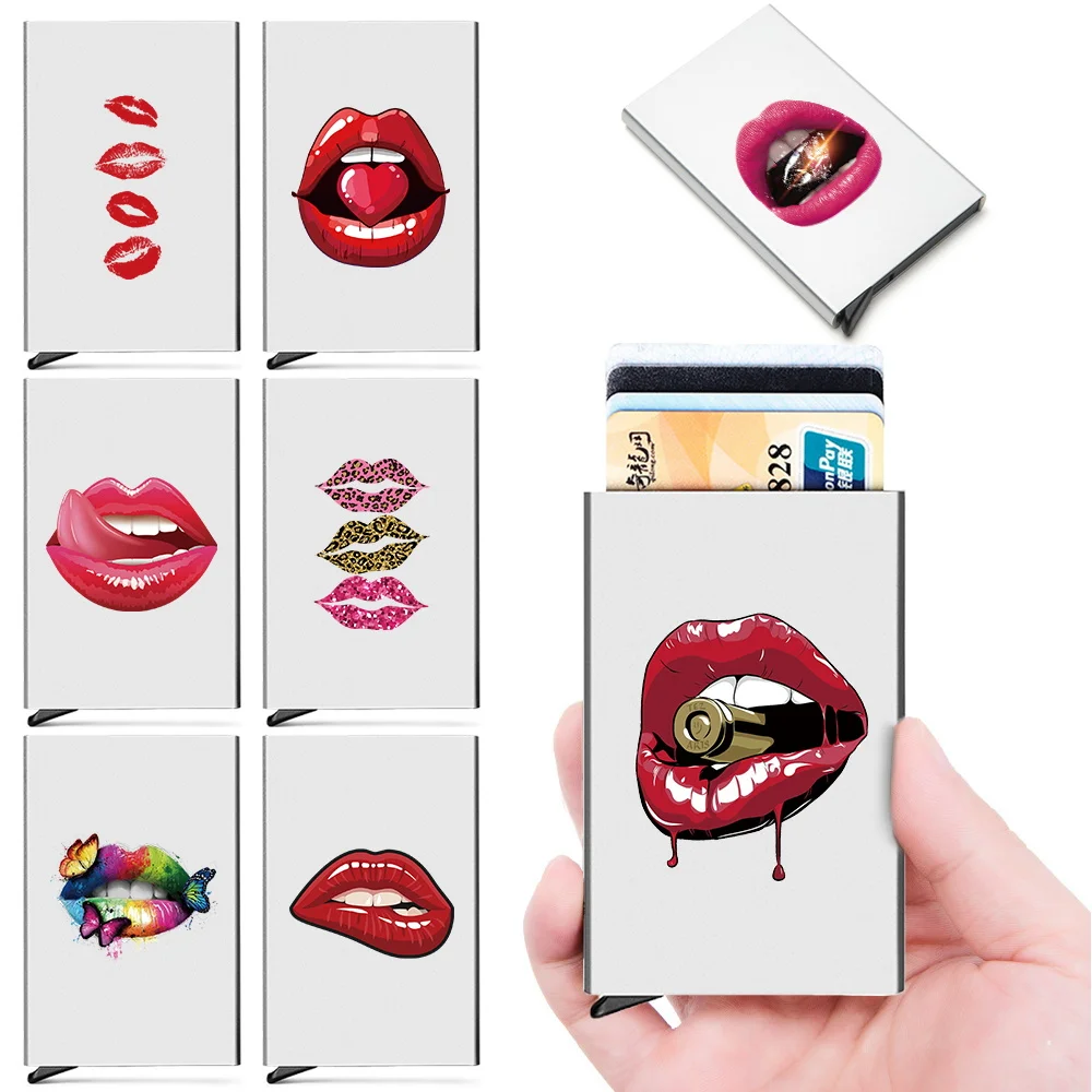 

Men's Credit Thin Aluminium Metal Card Holder 2023 New ID Anti-theft Portable Mouth Pattern Wallets Pocket Case Credit Card Box