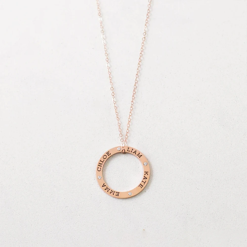 Women's Fashion Personalized Custom Necklace Stainless Steel Ring Crystal Pendant Necklace Personality Name Custom Jewelry