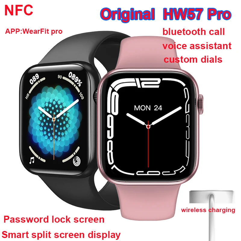 Оригинальные Смарт-часы HW57 Pro Siri с функцией NFC Беспроводная зарядка Bluetooth Вызов 2022
