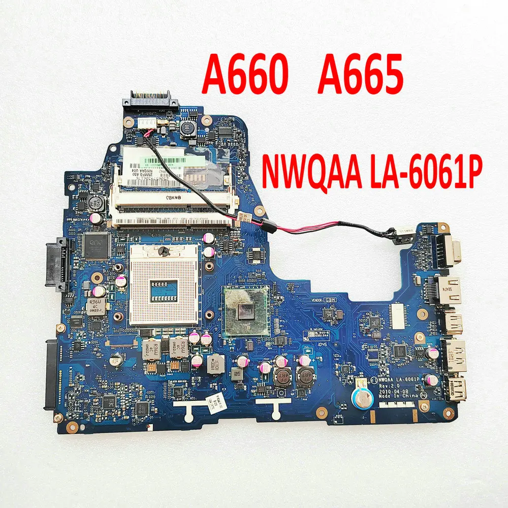 NWQAA LA-6061P материнская плата для ноутбука Toshiba Satellite A660 A665 материнская плата K000104250 LA-6061P HM55 UMA DDR3