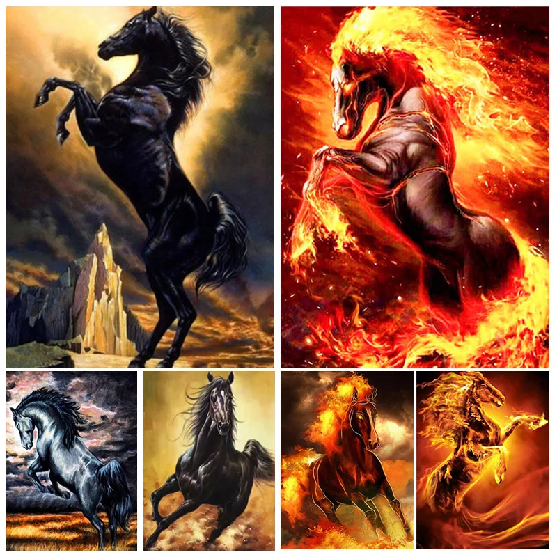 

Набор для рисования по номерам на холсте «Темная лошадь»