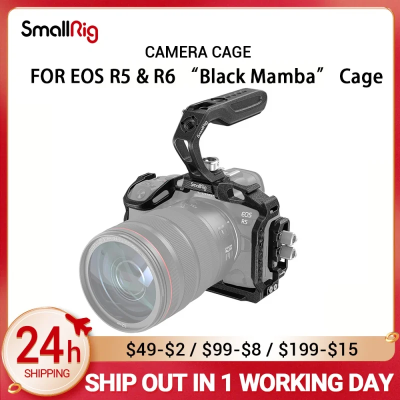 

SmallRig Black Mamba Camera Cage with HDMI cable clamp and Top Handle Kit for Canon EOS R5 & R6 & R5 C Camera 3233/3234