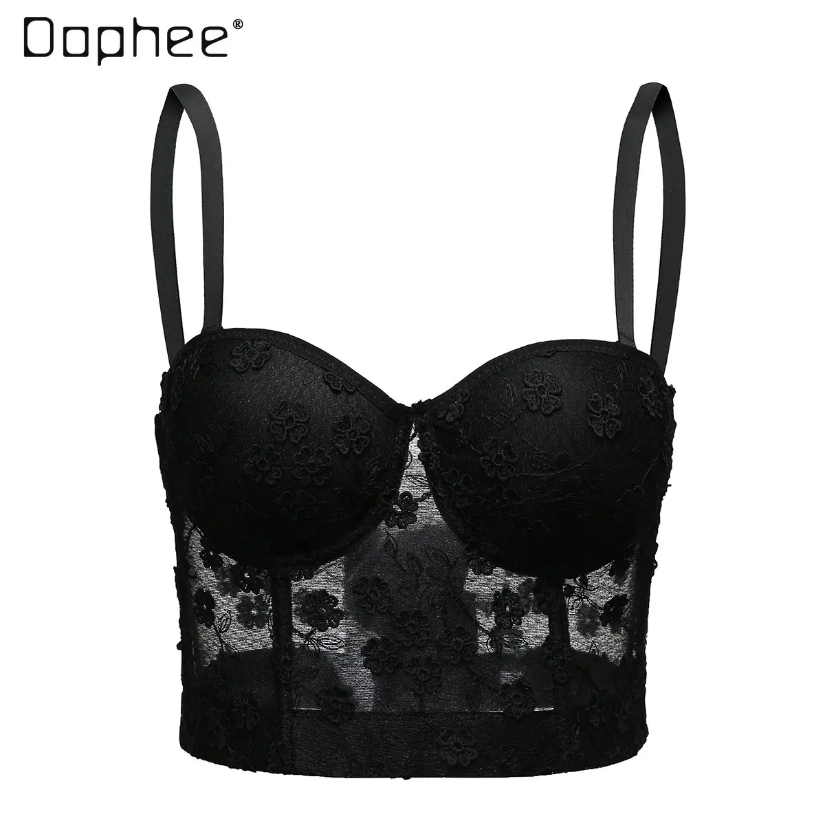 

Черный Топ без бретелек, женские новые модные сексуальные внутренние бюстгальтеры, Короткий кружевной топ, женская модная верхняя одежда, топы на бретельках