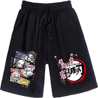 funny anime demon slayer graphic print shorts man woman oversized harajuku manga shorts casual loose beach short pants