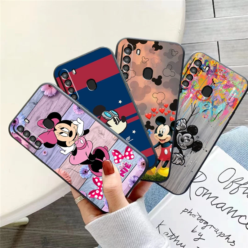 

Disney Mickey Mouse Phone Case For Samsung Galaxy S20 S20FE S20 Ulitra S21 S21FE S21 Plus S21 Ultra Black Liquid Silicon Soft