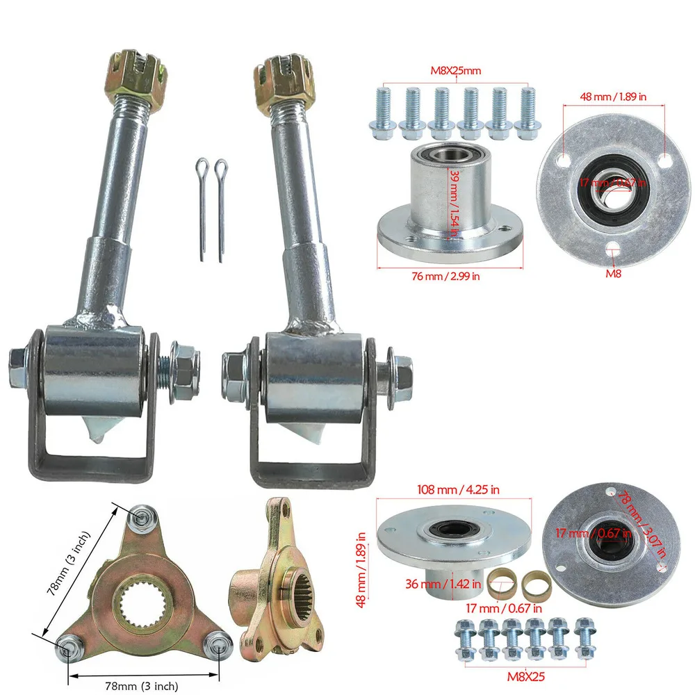 ępiona piasta koła 17 mm przedniego drążka kierowniczego 23T do ATV Go Kart Quad Trike Garnitur 5'' 6'' Buggy