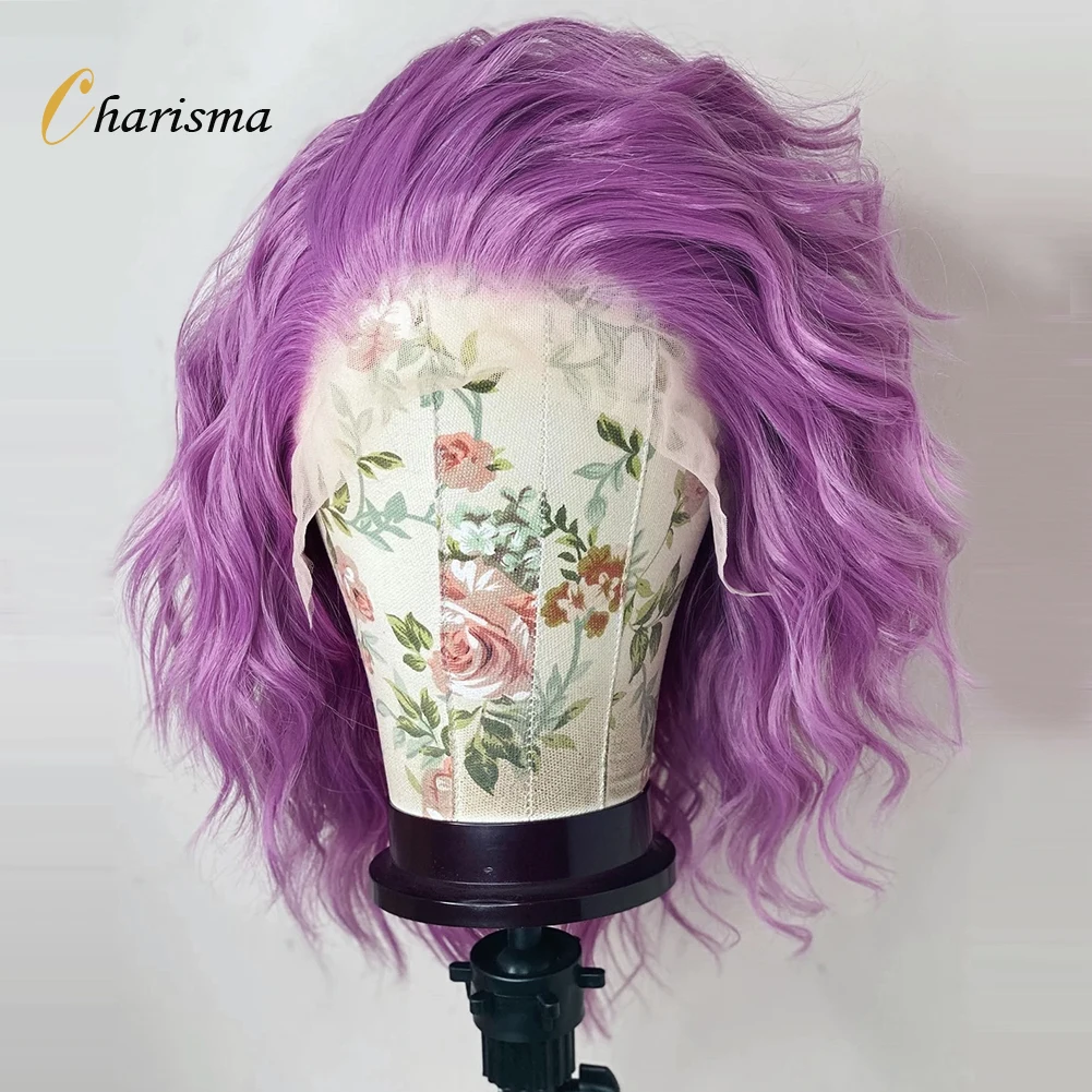 Charisma Short Bob Wig Synthetic Lace Front Wigs Purple Colored Synthetic Hair Wig For Women With Baby Hair Natural Hairline