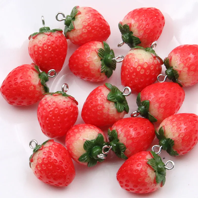 

10Pcs Strawberry Resin Charms Imitation Fruit Pendants for DIY Jewelry Keychain Making Earrings Necklace Bracelet Findings