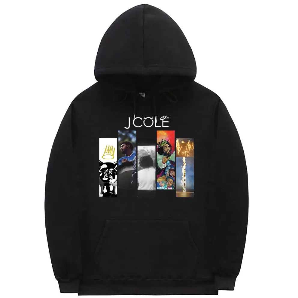 

Rapper Hip-Hop J Cole Crooked Smile Graphics Black Hoodie Regular Men Women Fashion Oversized Streetwear Men's Loose Sweatshirt