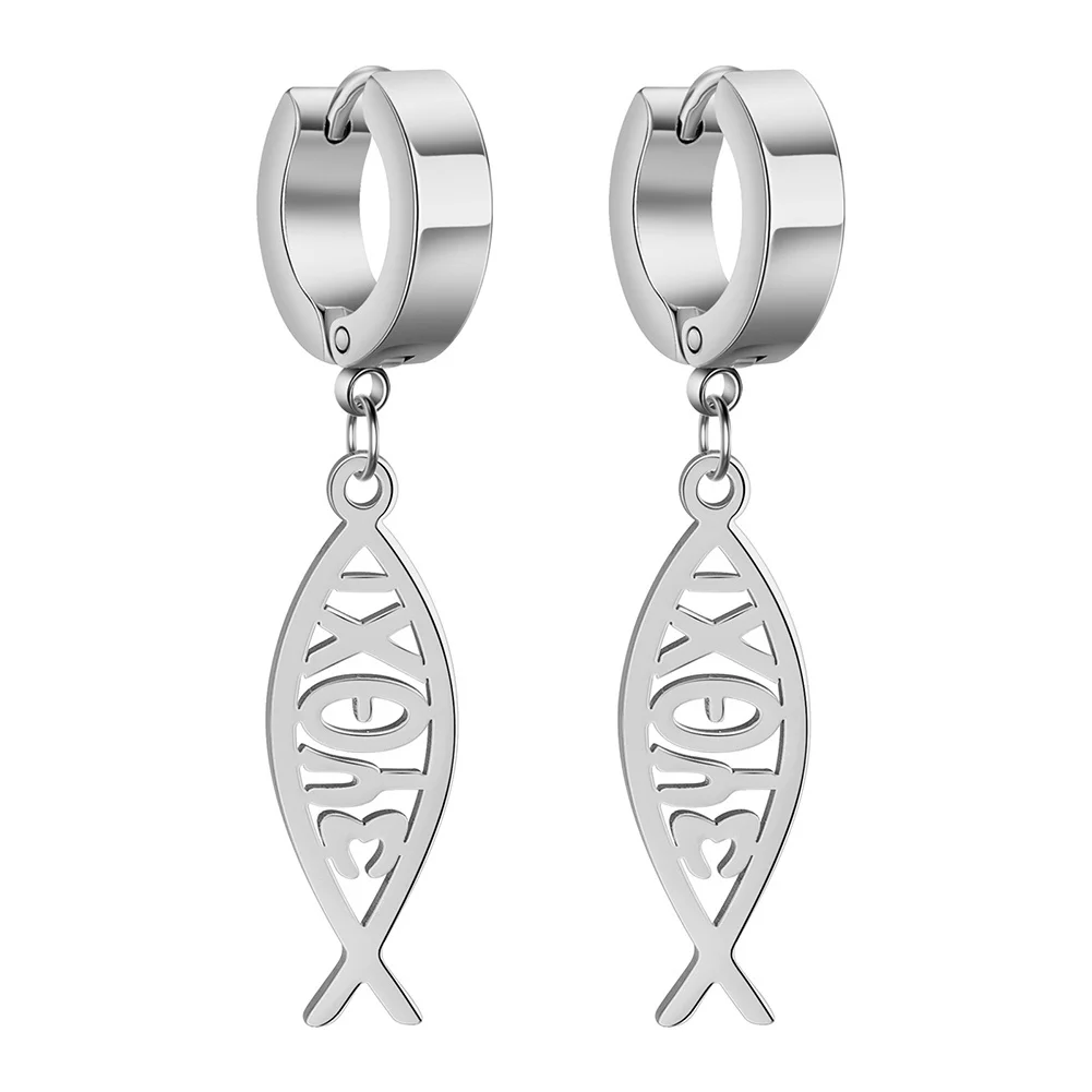 

Simple Stainless Steel Jesus Fish Dangle Earrings Cute Small Animal Pendant Earring For Girls Women Female Ear Jewelry Gifts