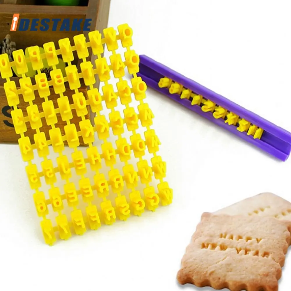 

Letter Number Cookie Press Mold Plastic Biscuit Cutter DIY Chocolate Embosser Cutter Molds Pastry Bakeware Kitchen Cake Tools