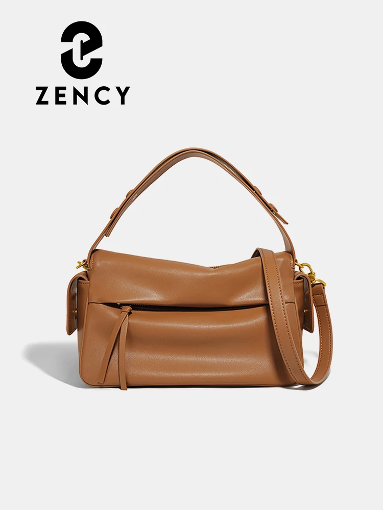 Zency 2023 Unique Premium Leather Shoulder Bag Large Capacity Tassel Small Square Bag Long Strap Fashion Ladies Crossbody Bolsa