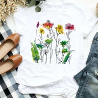 2022 kawaii women t shirt watercolor flower print ladies harajuku cute graphic tee shirt funny woman t shirt short sleeve tops