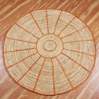handmade braided style natural jute area rug dining room rugs geometric 6x6 feet rug