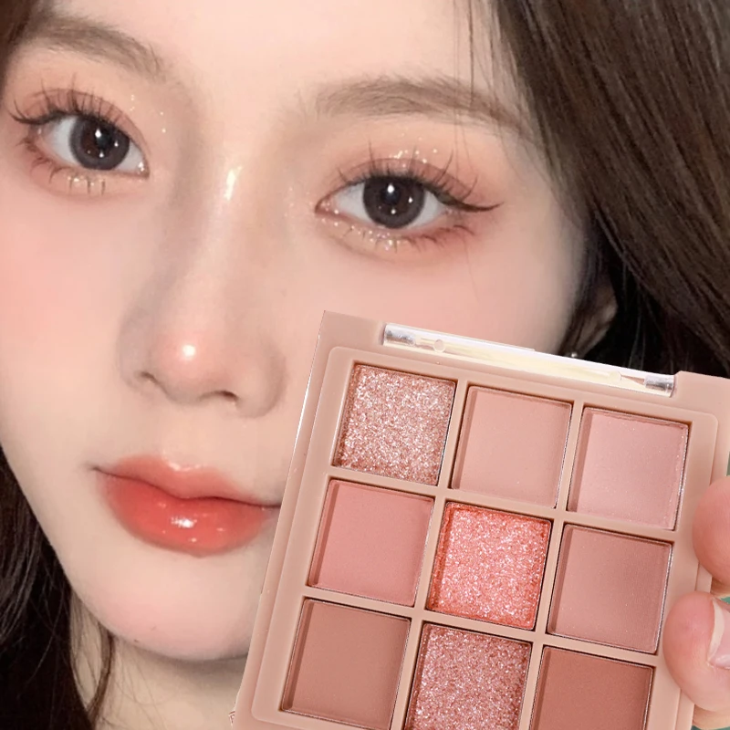 

9 Colors Eyeshadow Makeup Palette Pearlescent Matte Glitter Eyeshadow Milk Tea Color Waterproof Lasting Shiny Eye Shadow Pallete