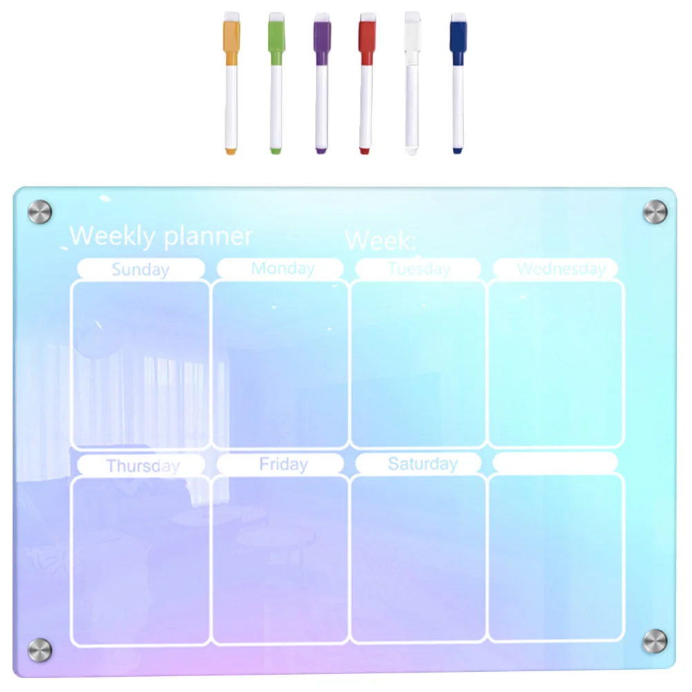 

Weekly Fridge Board Dry Erase Handwriting Pens Set Daily Planner Magnetic Schedule Acrylic To-do-list
