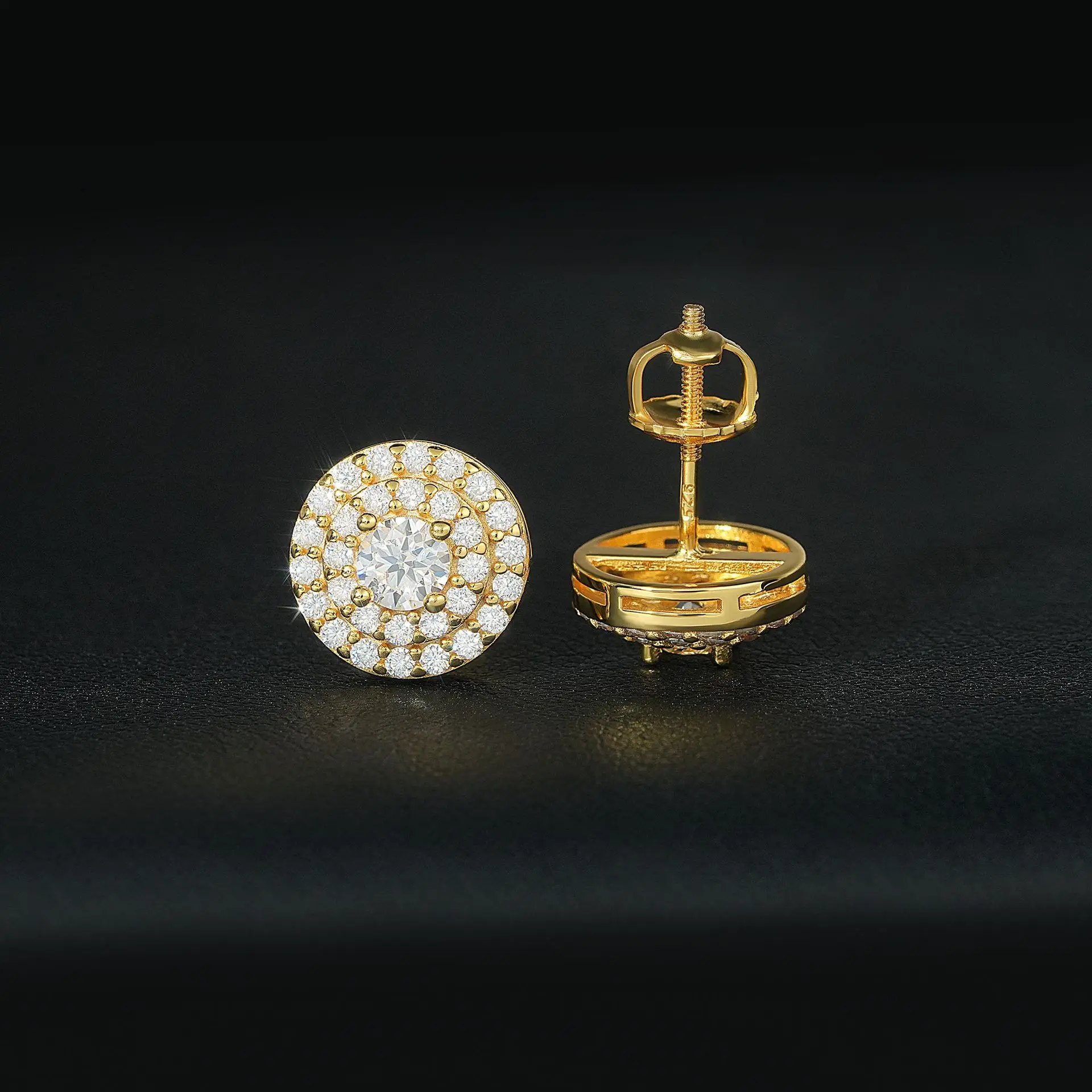 Фото Серьги-гвоздики D Color Full Moissanite Round для женщин и мужчин, в стиле хип-хоп, из серебра 925 пробы, с винтовым креплением, высококачественные ювелирные изделия, подарок для женщин №1