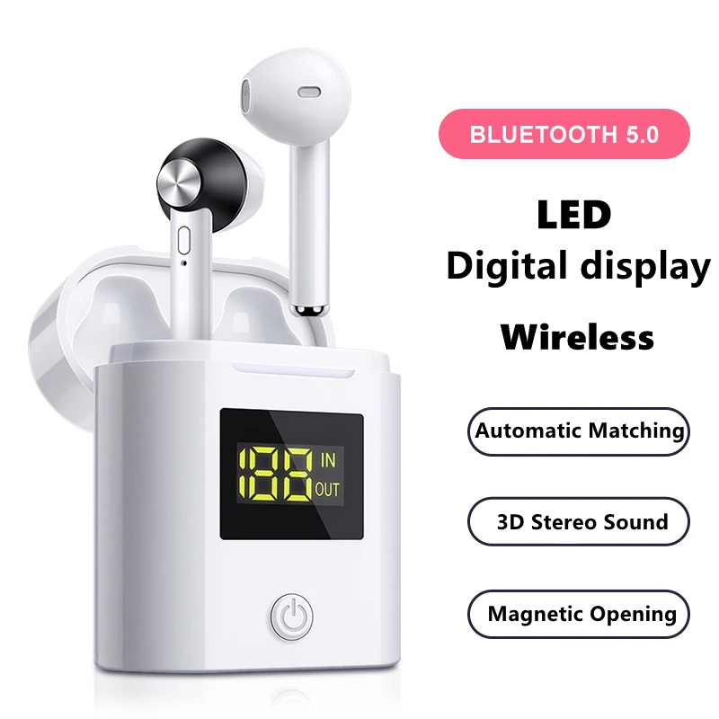 

TWS Bluetooth Earphone Wireless 5.0 Headphone with Mic IPX6 7 Waterproof Earbuds LED Display HD Stereo for Android Xiaomi IPhone