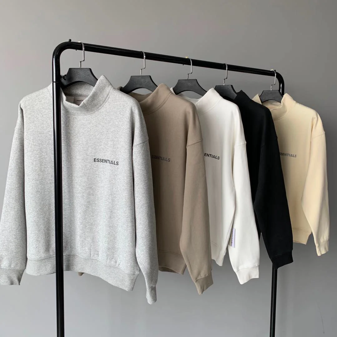 

New Men Hoodies For Women Unisex ESSENTIALS Loose Winter Turtleneck Sweatshirts Long Sleeve Letter Printed Tops Clothes Warm